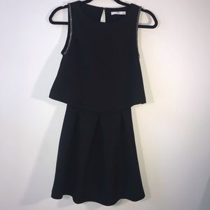 MNG Beaded Neckline Black Dress w/ Pockets LBD